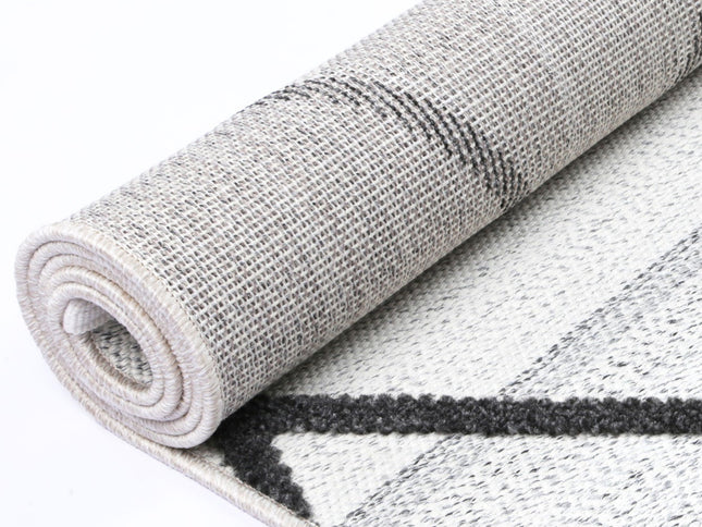 Ares Trojan Geometric Ivory and Anthracite Rug