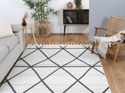 Ares Trojan Geometric Ivory and Anthracite Rug