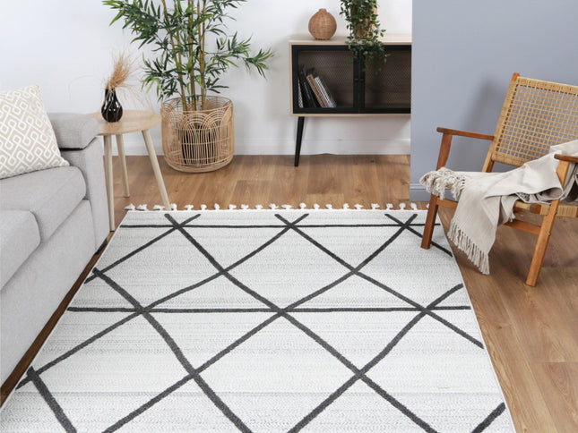 Ares Trojan Geometric Ivory and Anthracite Rug