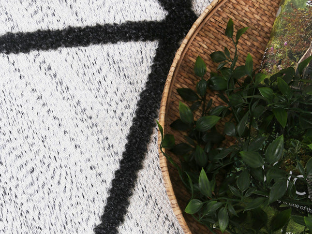 Ares Trojan Geometric Ivory and Anthracite Rug