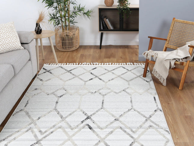 Ares Dorian Geometric Cream and Taupe Rug