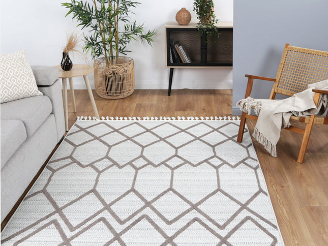 Ares Lelantine Geometric Cream and Brown Rug