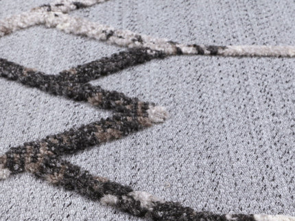 Ares Meliac Geomteric Grey and Taupe Rug