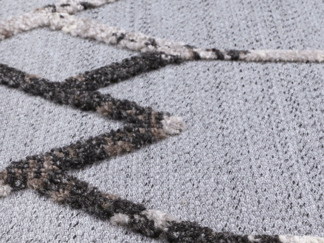 Ares Meliac Geomteric Grey and Taupe Rug