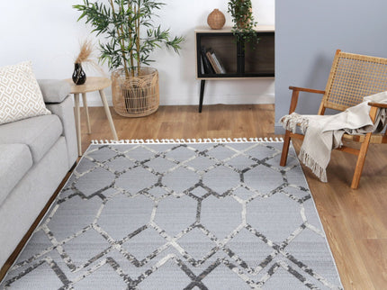 Ares Meliac Geomteric Grey and Taupe Rug