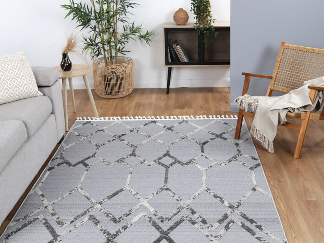 Ares Meliac Geomteric Grey and Taupe Rug