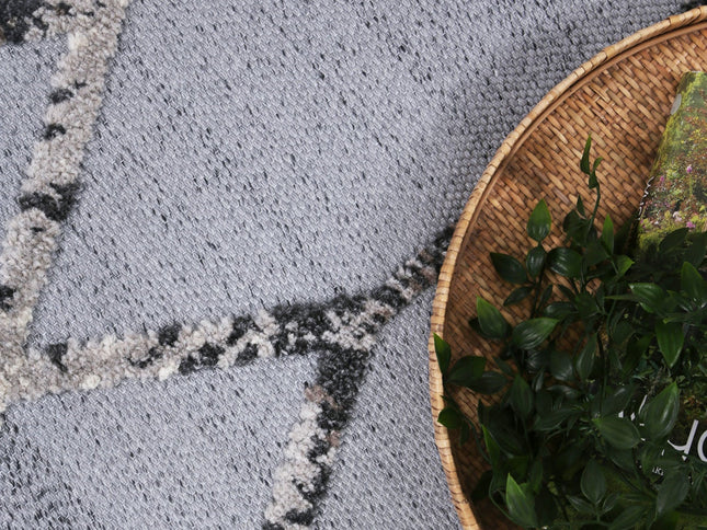 Ares Meliac Geomteric Grey and Taupe Rug