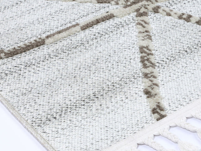 Ares Agros Geometric Cream and Beige Rug