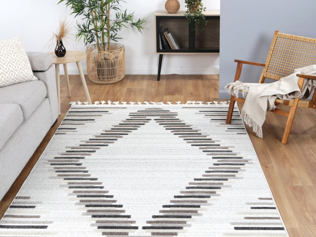 Ares Attica Diamond Stone and Grey Rug