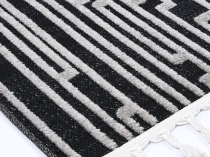 Ares Arcadia Geomteric Black and White Rug
