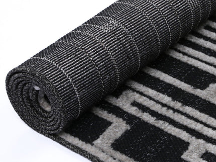 Ares Arcadia Geomteric Black and White Rug