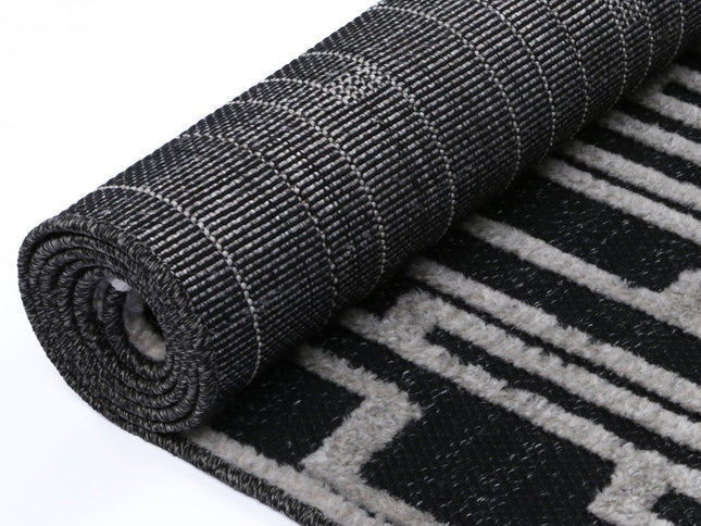 Ares Arcadia Geomteric Black and White Rug