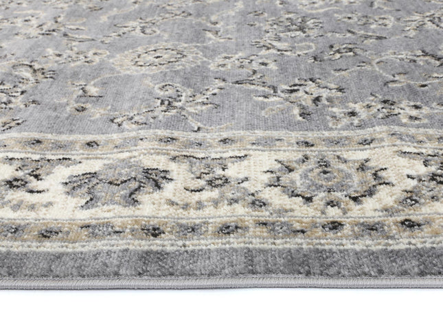 Arya Grey Cream Border Rug