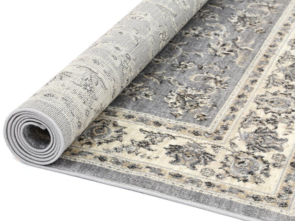 Arya Grey Cream Border Rug