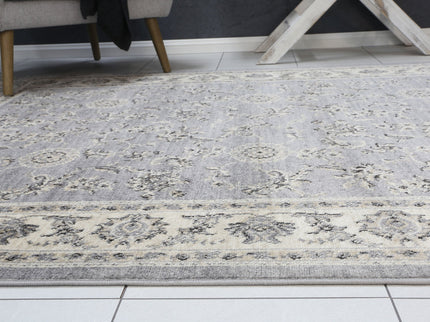 Arya Grey Cream Border Rug