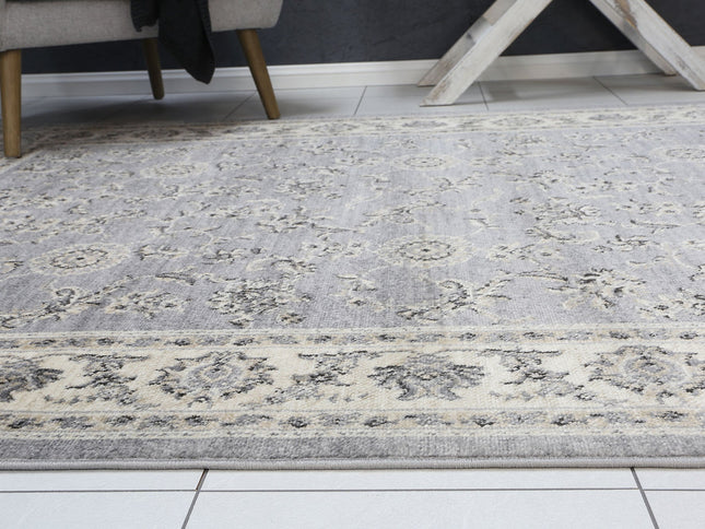 Arya Grey Cream Border Rug