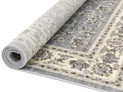 Arya Grey Cream Border Rug