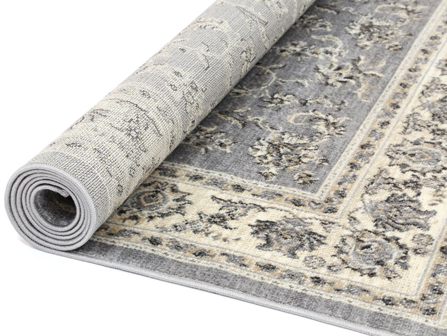 Arya Grey Cream Border Rug