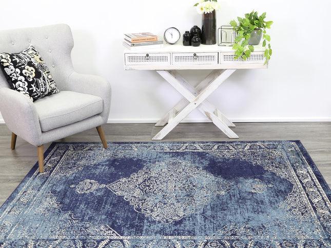 Arya Distressed Navy Rug