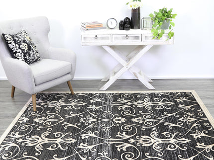 Arya Vines Grey Beige Rug