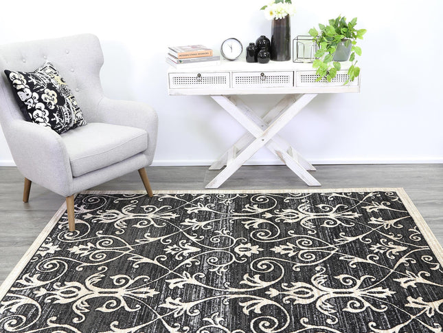 Arya Vines Grey Beige Rug