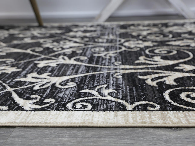 Arya Vines Grey Beige Rug