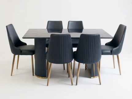 Alisa 7Pce Dining Set - Black/Gold