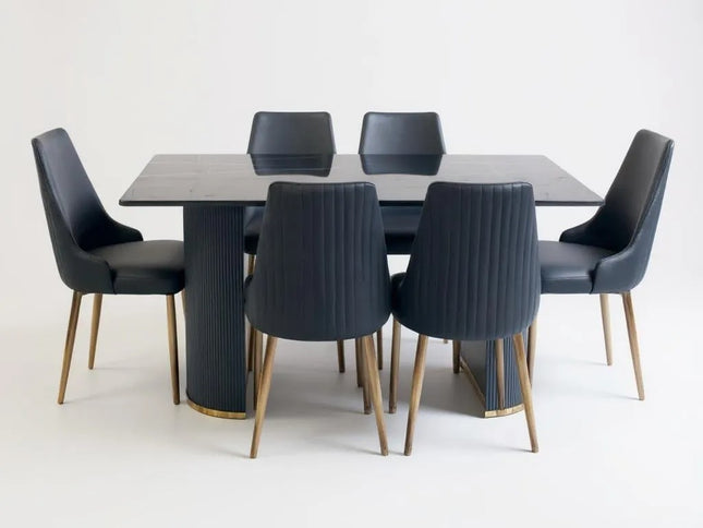 Alisa 7Pce Dining Set - Black/Gold