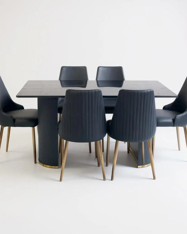 Alisa 7Pce Dining Set - Black/Gold