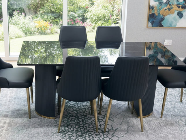 Alisa 7Pce Dining Set - Black/Gold