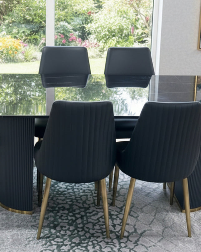 Alisa 7Pce Dining Set - Black/Gold