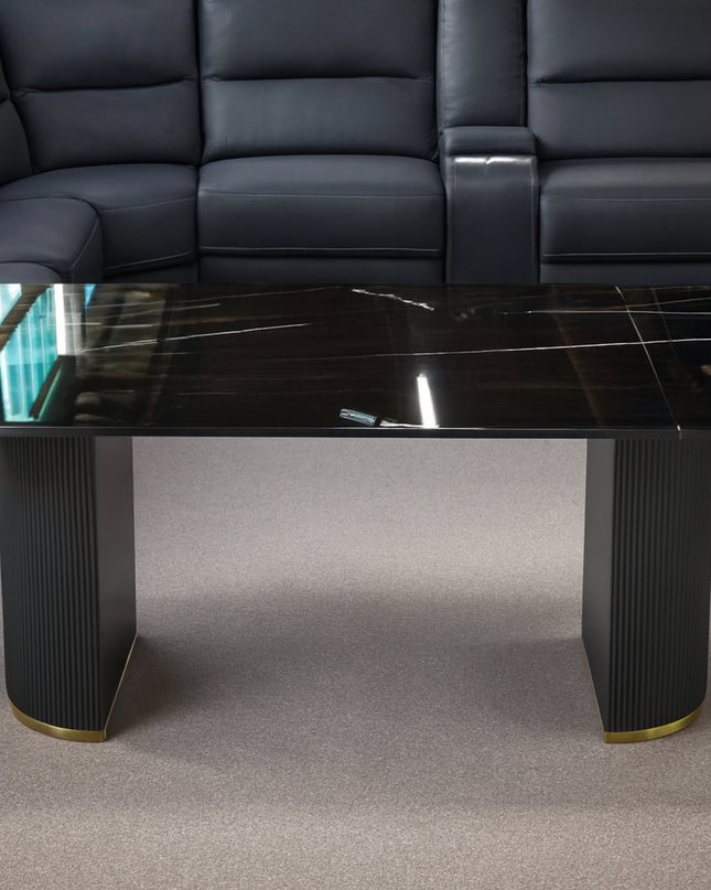 Alisa 7Pce Dining Set - Black/Gold