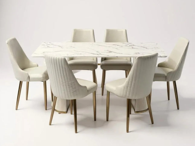Alisa 7Pce Dining Set - White/Gold