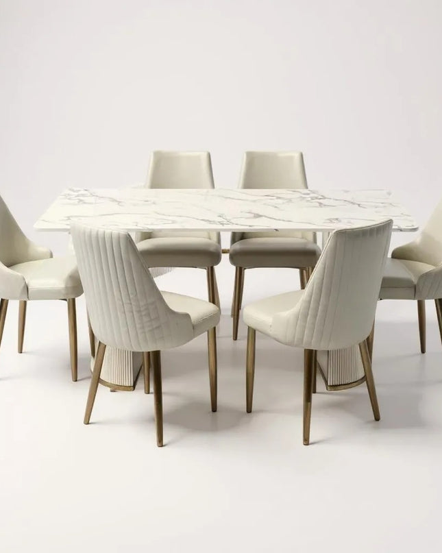 Alisa 7Pce Dining Set - White/Gold