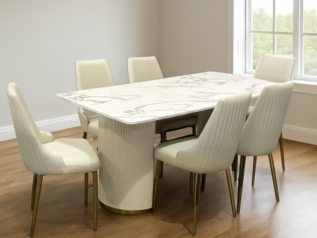 Alisa 7Pce Dining Set - White/Gold