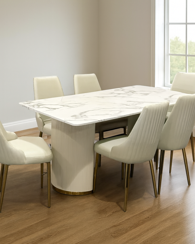 Alisa 7Pce Dining Set - White/Gold
