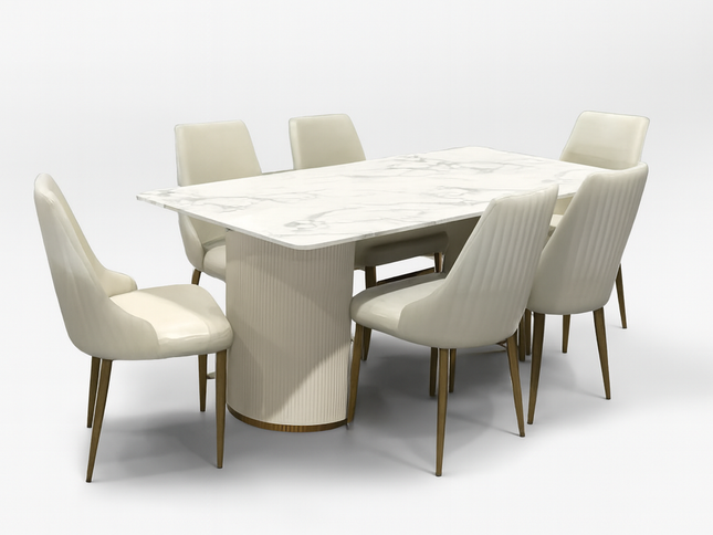 Alisa 7Pce Dining Set - White/Gold