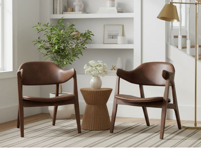 Angela Lounge Chair Set of 2 - Walnut