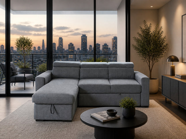 Apartment Reversible Chaise Sofa Bed - Dark Grey