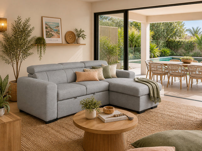 Apartment Reversible Chaise Sofa Bed - Light Grey