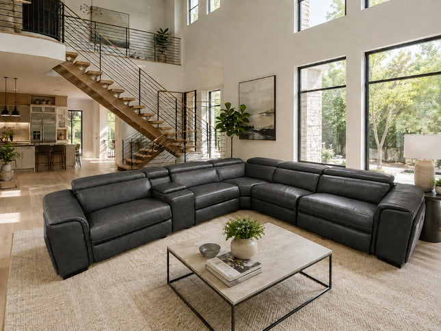 Axle Leather Corner Er Lounge - Charcoal