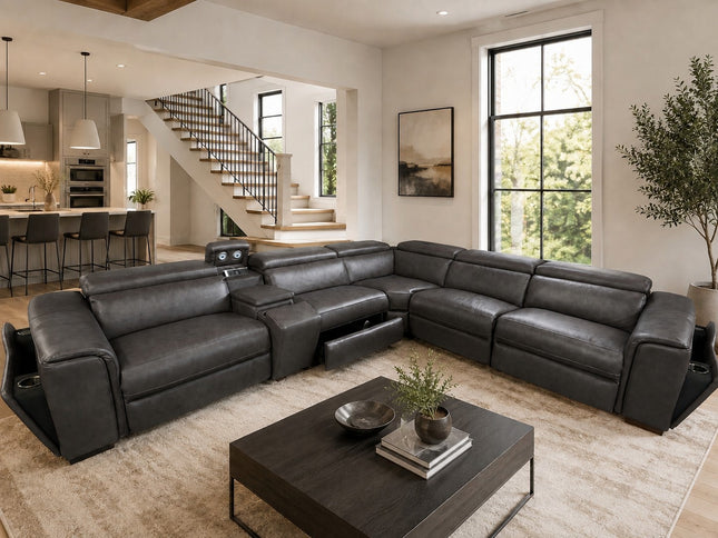 Axle Leather Corner Er Lounge - Charcoal