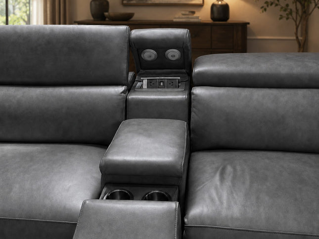 Axle Leather Corner Er Lounge - Charcoal