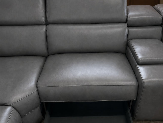 Axle Leather Corner Er Lounge - Charcoal