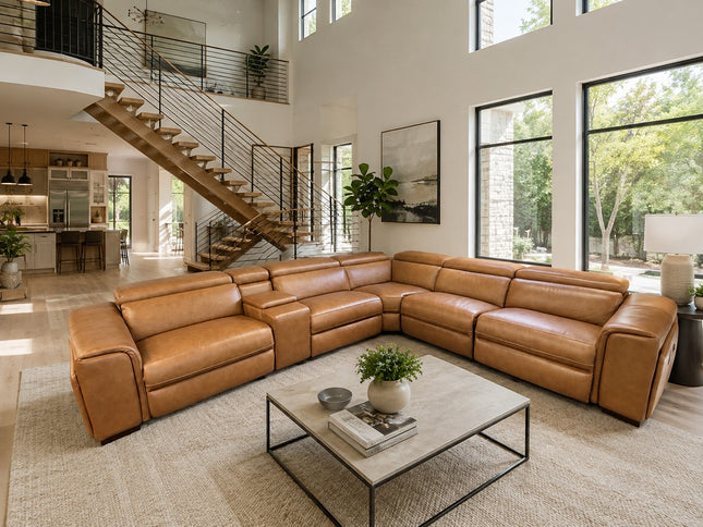 Axle Leather Corner Er Lounge - Chestnut