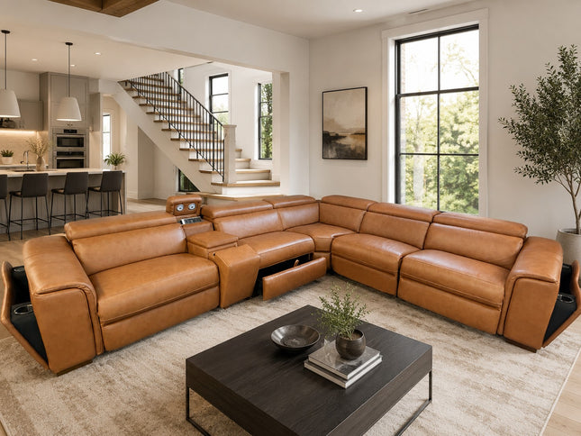 Axle Leather Corner Er Lounge - Chestnut