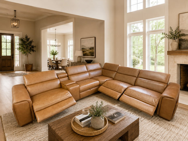 Axle Leather Corner Er Lounge - Chestnut