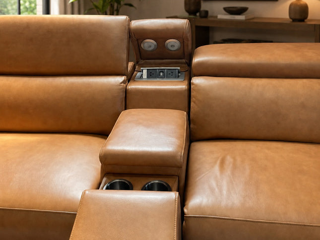 Axle Leather Corner Er Lounge - Chestnut