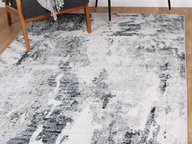 Bergen Abstract Light Grey and Blue Rug