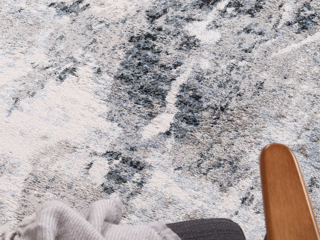 Bergen Abstract Light Grey and Blue Rug